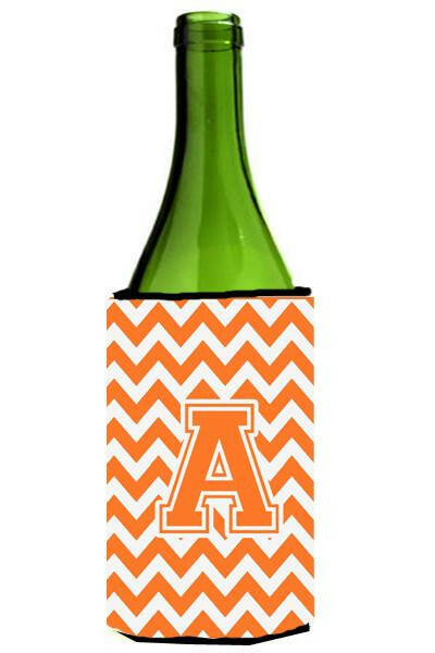 Letter A Chevron Orange and White Wine Bottle Beverage Insulator Hugger CJ1046-ALITERK by Caroline's Treasures