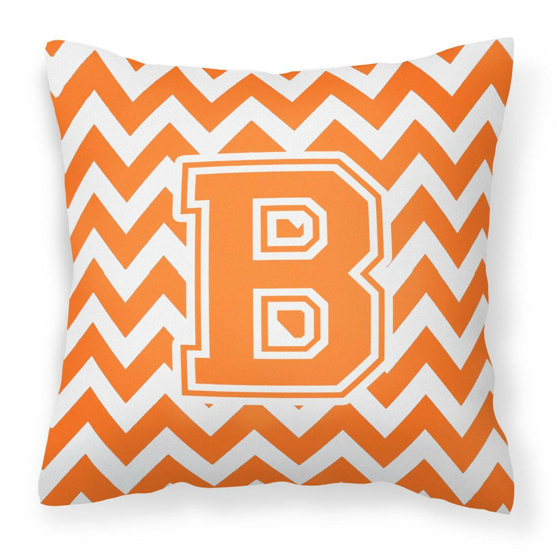 Letter B Chevron Orange and White Fabric Decorative Pillow CJ1046-BPW1414 by Caroline's Treasures