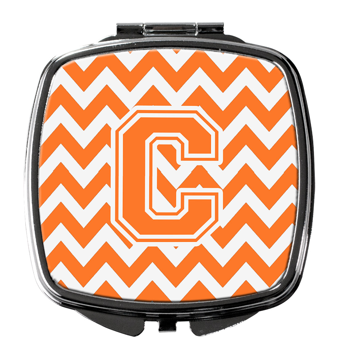 Letter C Chevron Orange and White Compact Mirror CJ1046-CSCM  the-store.com.