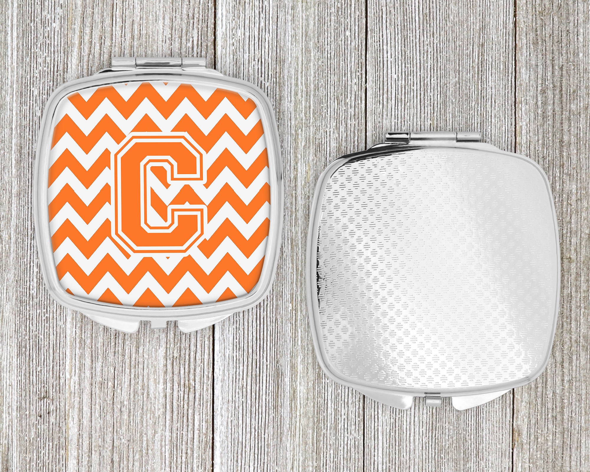 Letter C Chevron Orange and White Compact Mirror CJ1046-CSCM  the-store.com.