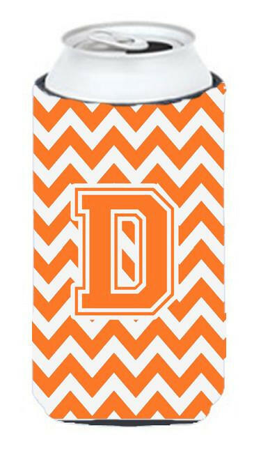 Letter D Chevron Orange and White Tall Boy Beverage Insulator Hugger CJ1046-DTBC by Caroline's Treasures