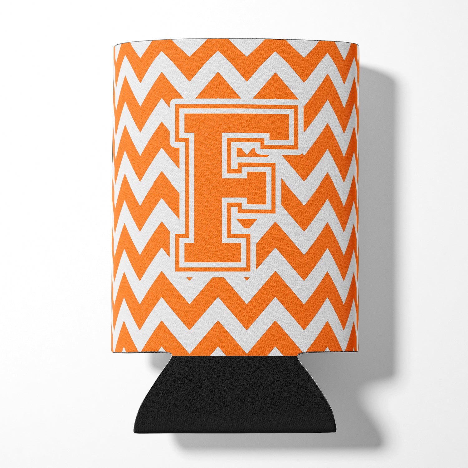 Letter F Chevron Orange and White Can or Bottle Hugger CJ1046-FCC.