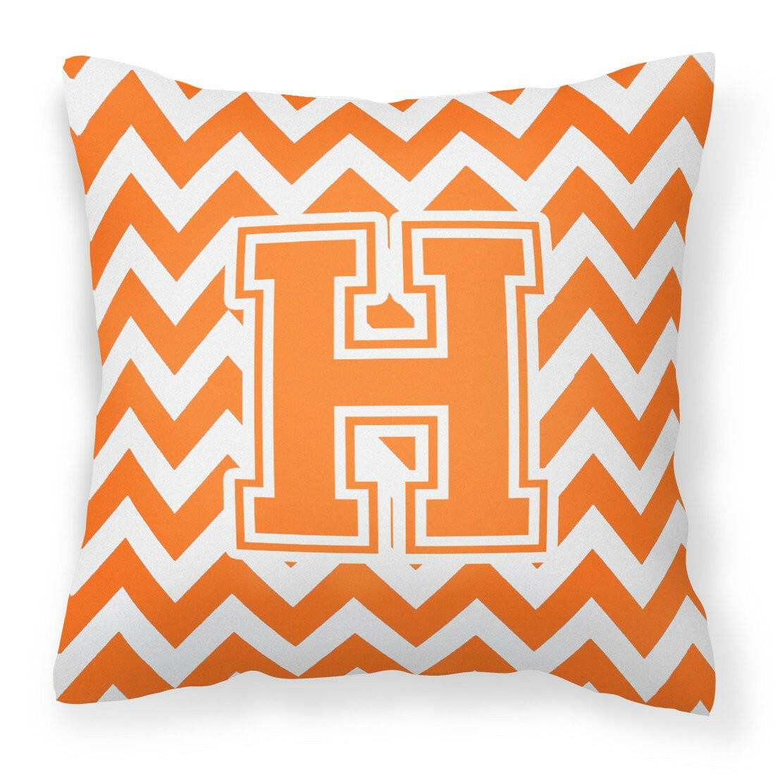 Letter H Chevron Orange and White Fabric Decorative Pillow CJ1046-HPW1414 by Caroline's Treasures