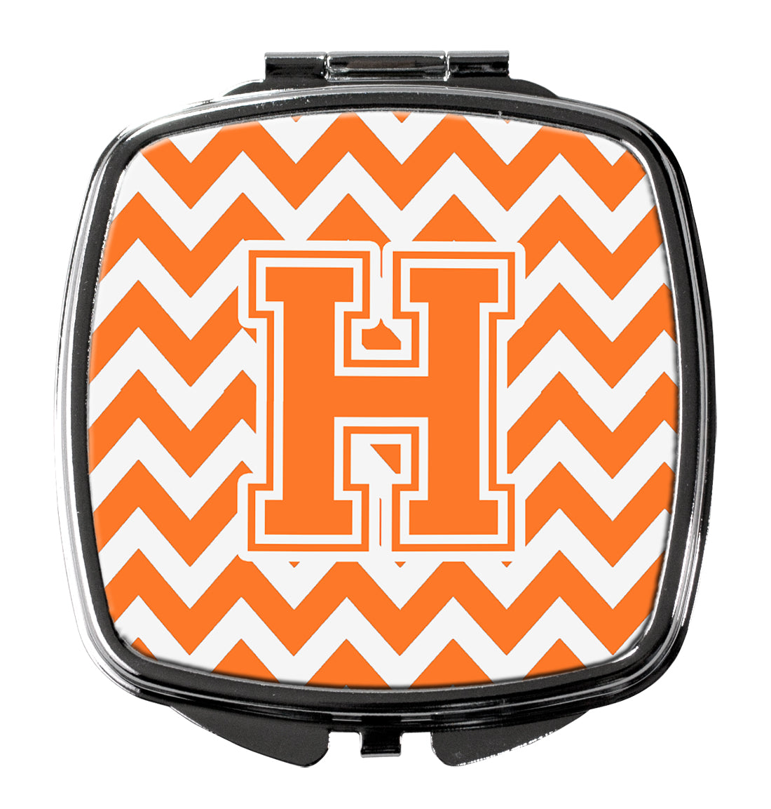 Letter H Chevron Orange and White Compact Mirror CJ1046-HSCM  the-store.com.