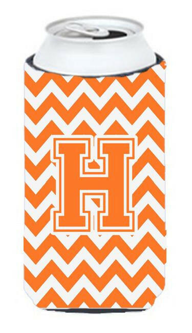 Letter H Chevron Orange and White Tall Boy Beverage Insulator Hugger CJ1046-HTBC by Caroline's Treasures