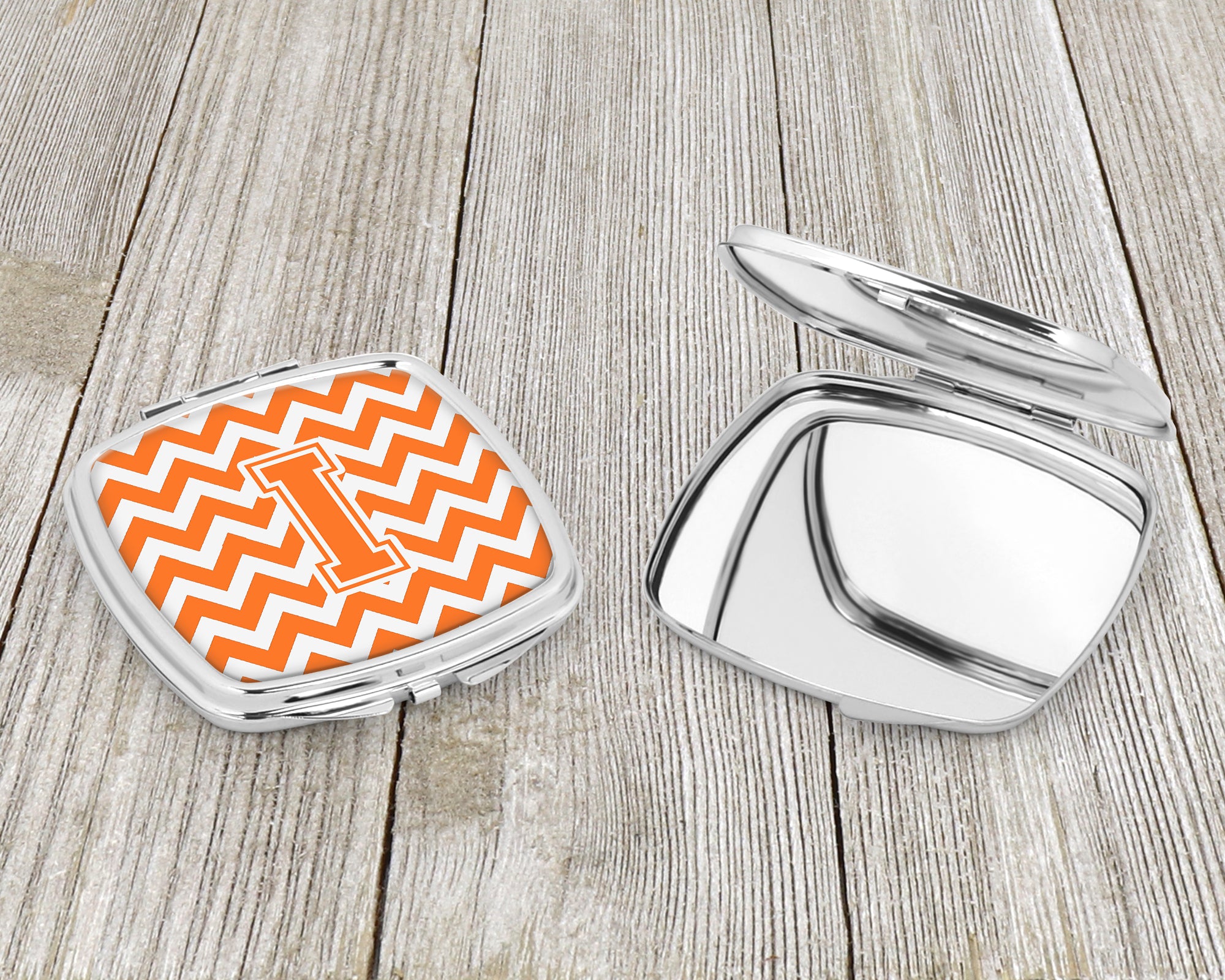 Letter I Chevron Orange and White Compact Mirror CJ1046-ISCM  the-store.com.