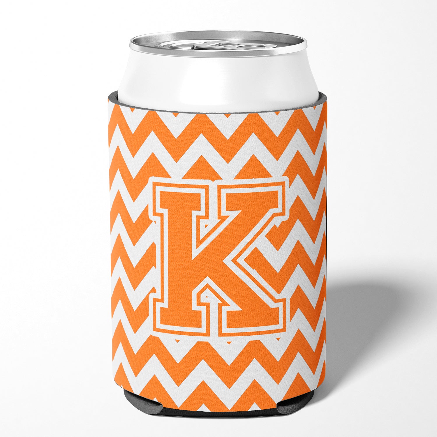 Letter K Chevron Orange and White Can or Bottle Hugger CJ1046-KCC.