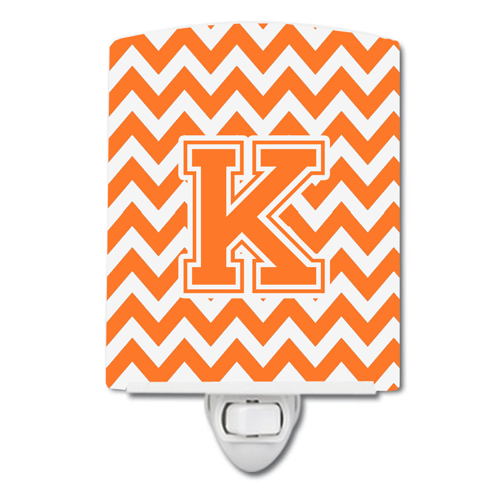 Letter K Chevron Orange and White Ceramic Night Light CJ1046-KCNL - the-store.com