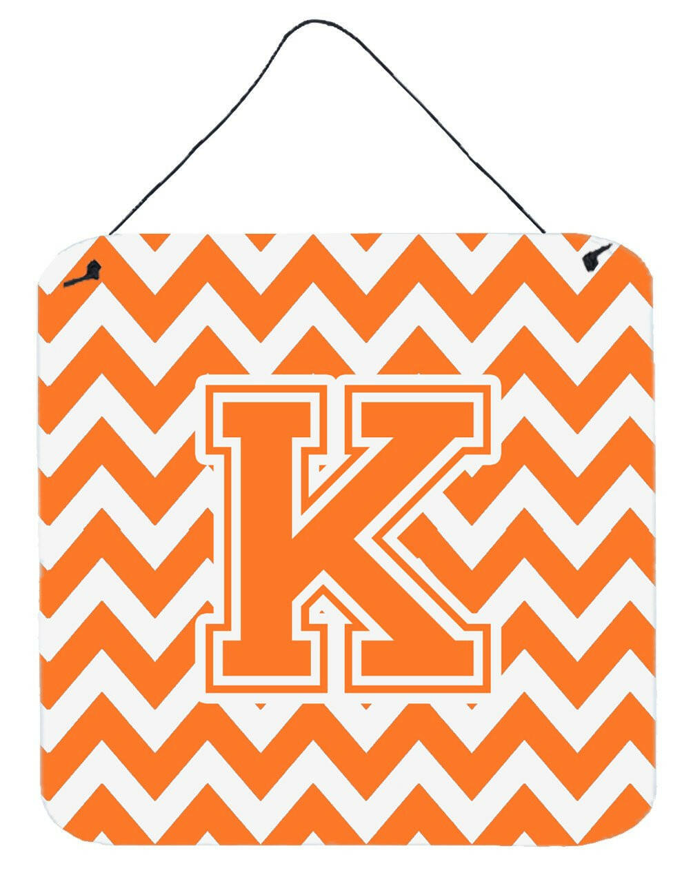 Letter K Chevron Orange and White Wall or Door Hanging Prints CJ1046-KDS66 by Caroline's Treasures