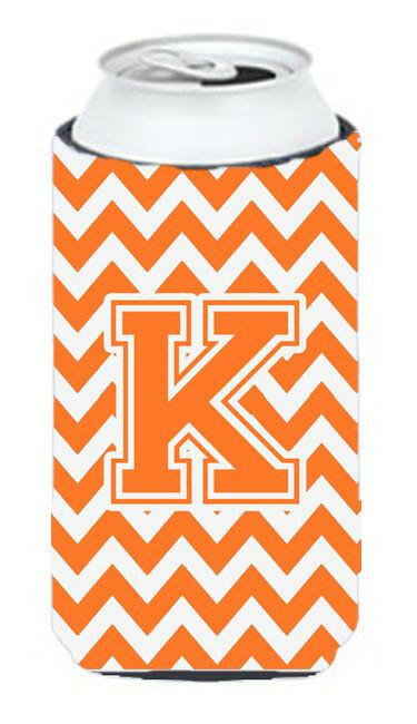 Letter K Chevron Orange and White Tall Boy Beverage Insulator Hugger CJ1046-KTBC by Caroline's Treasures