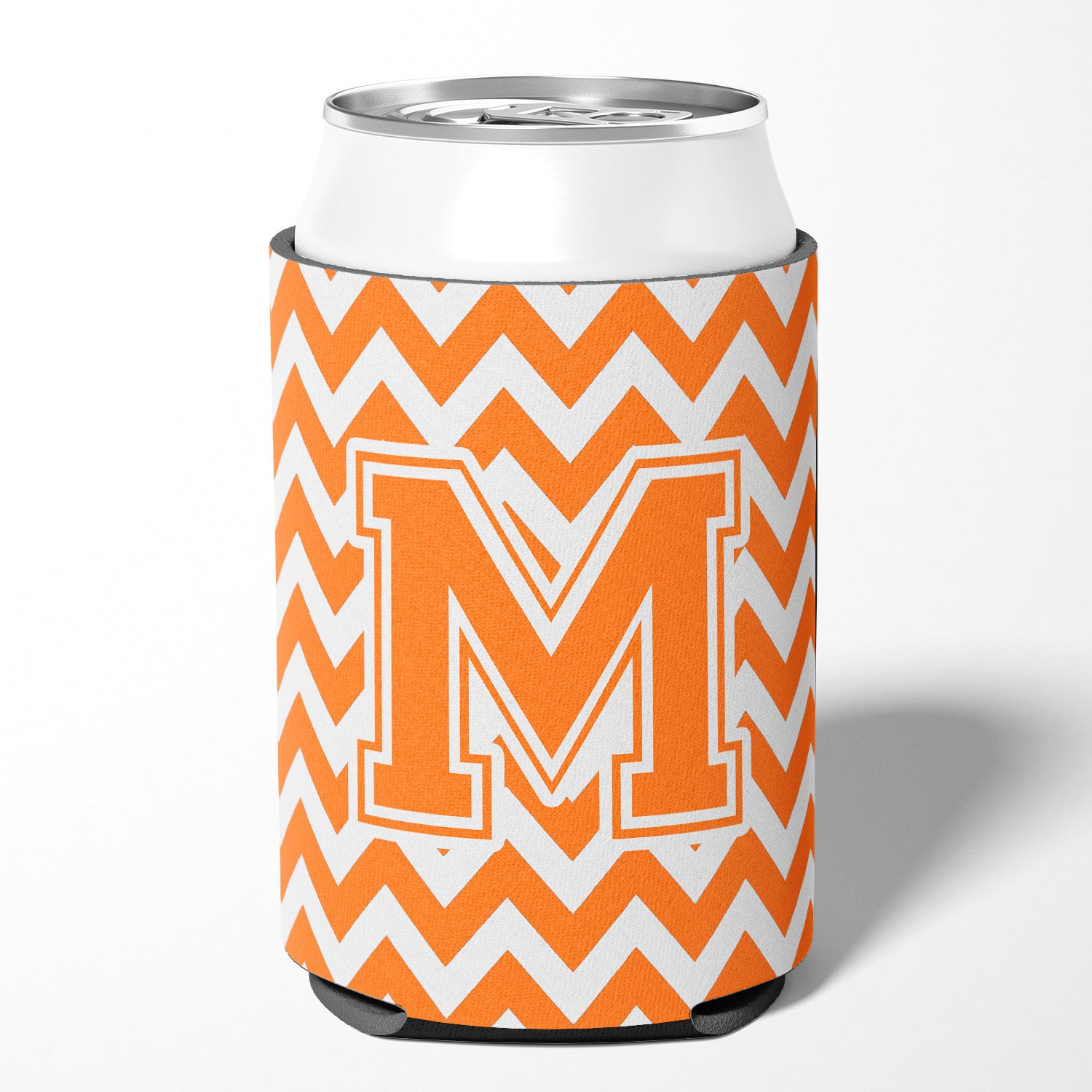 Letter M Chevron Orange and White Can or Bottle Hugger CJ1046-MCC.