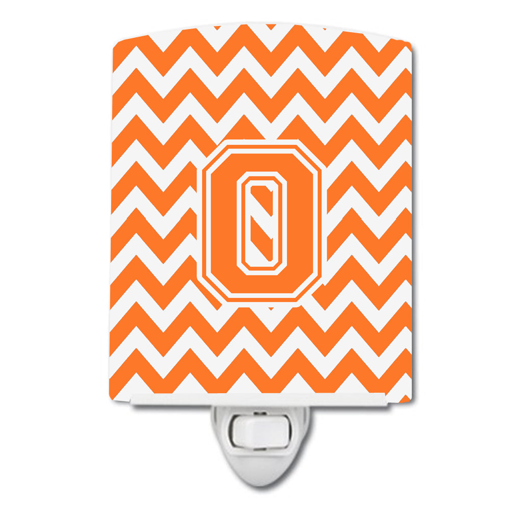 Letter O Chevron Orange and White Ceramic Night Light CJ1046-OCNL - the-store.com