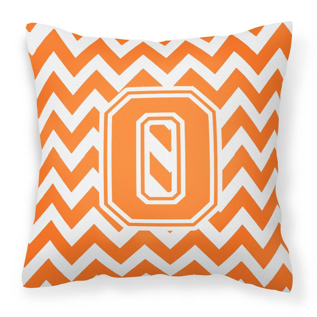 Letter O Chevron Orange and White Fabric Decorative Pillow CJ1046-OPW1414 by Caroline's Treasures