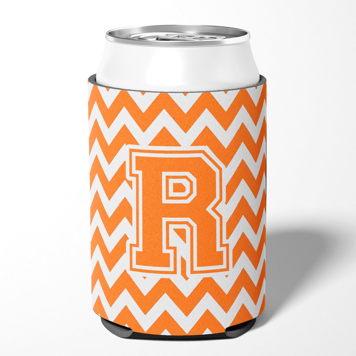 Letter R Chevron Orange and White Can or Bottle Hugger CJ1046-RCC.