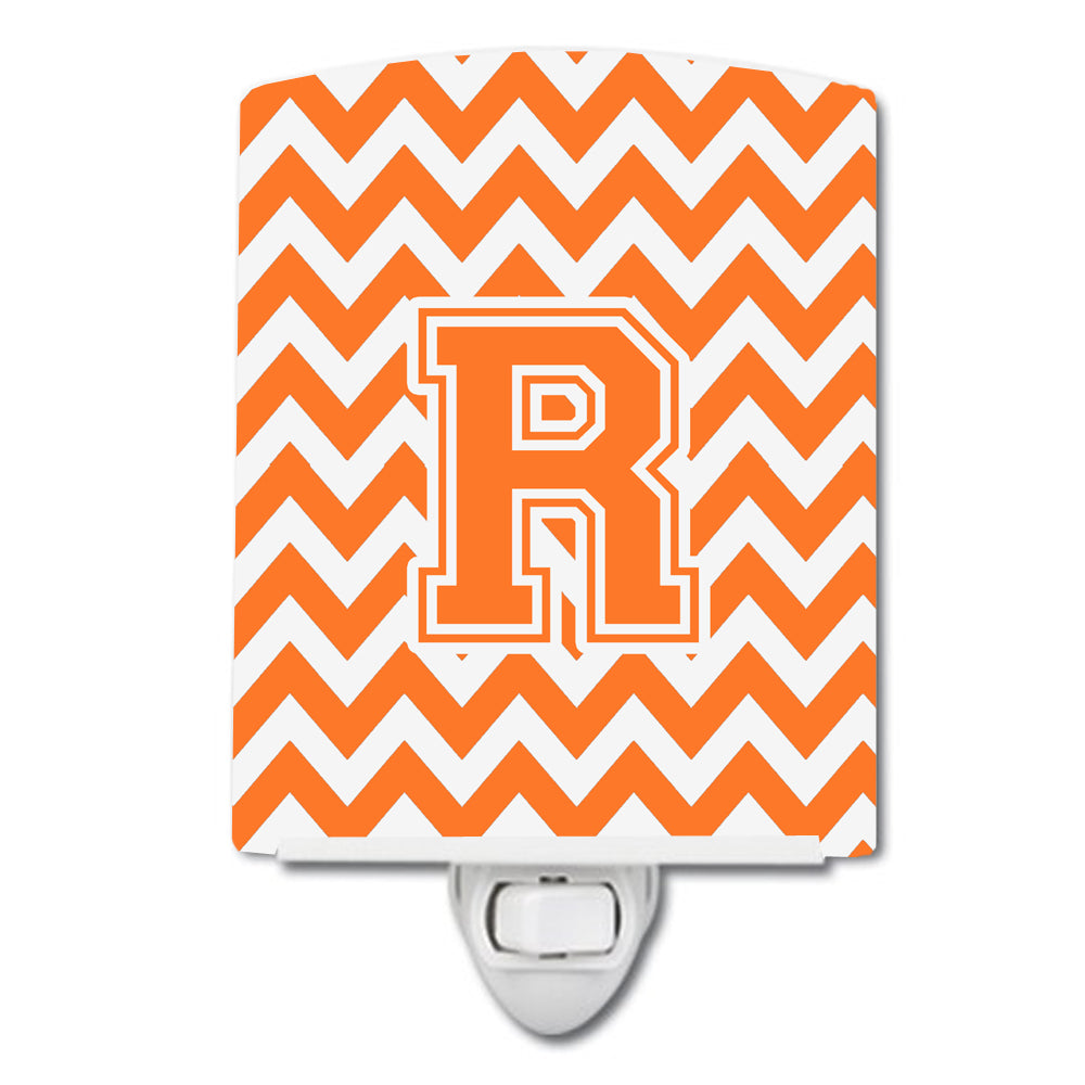 Letter R Chevron Orange and White Ceramic Night Light CJ1046-RCNL - the-store.com