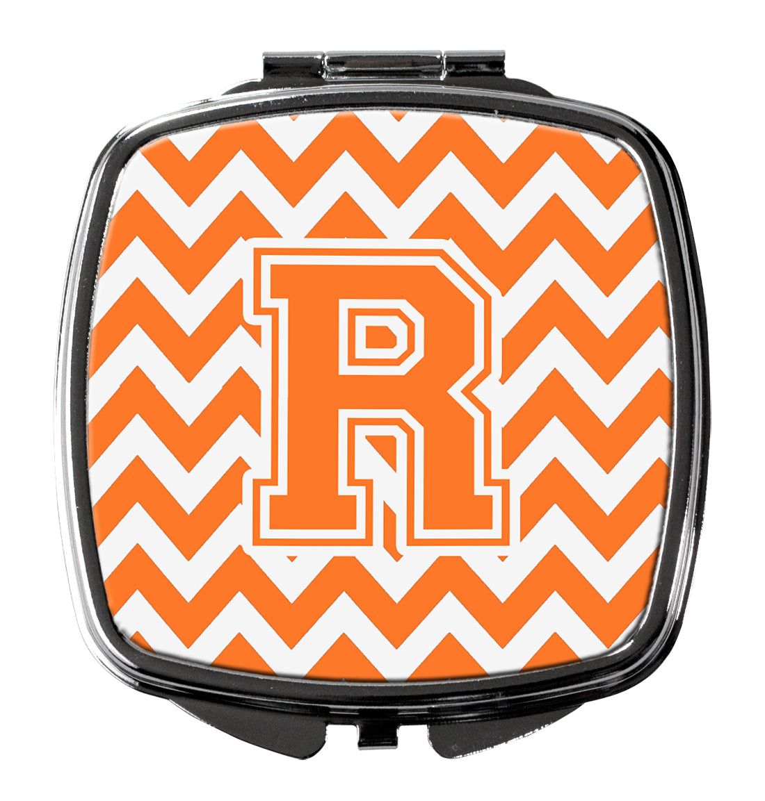 Letter R Chevron Orange and White Compact Mirror CJ1046-RSCM  the-store.com.