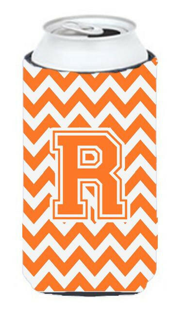 Letter R Chevron Orange and White Tall Boy Beverage Insulator Hugger CJ1046-RTBC by Caroline's Treasures