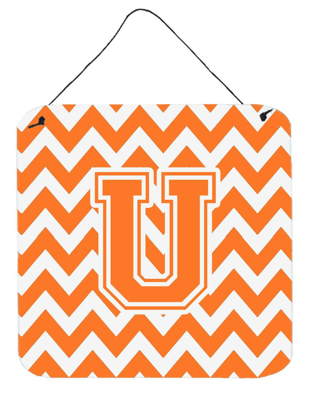 Letter U Chevron Orange and White Wall or Door Hanging Prints CJ1046-UDS66 by Caroline's Treasures