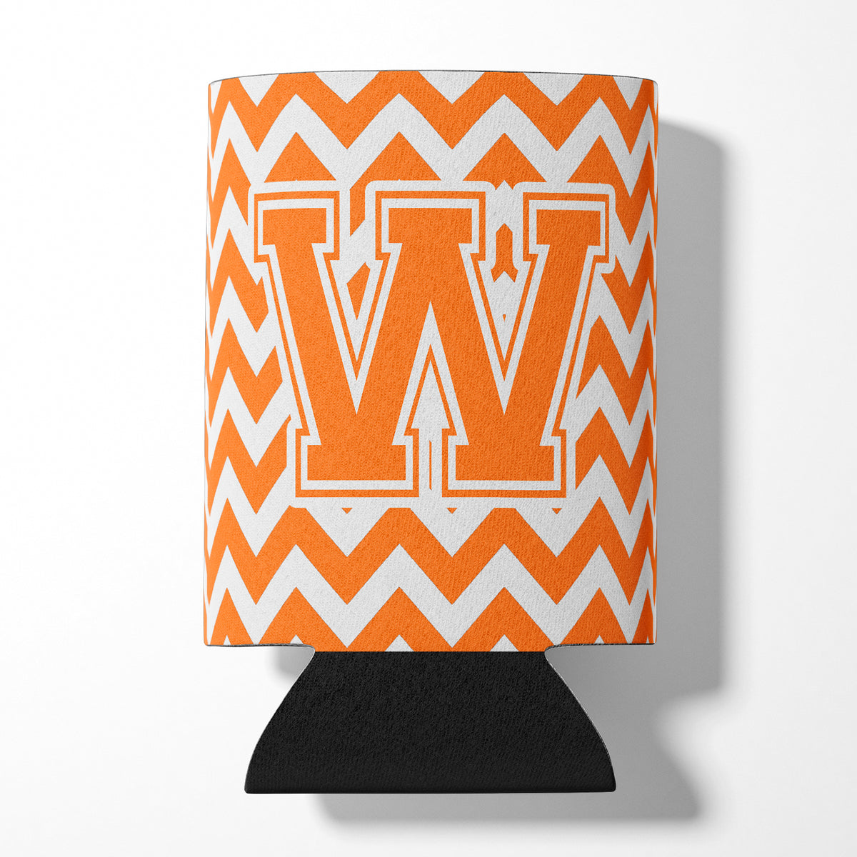 Letter W Chevron Orange and White Can or Bottle Hugger CJ1046-WCC.