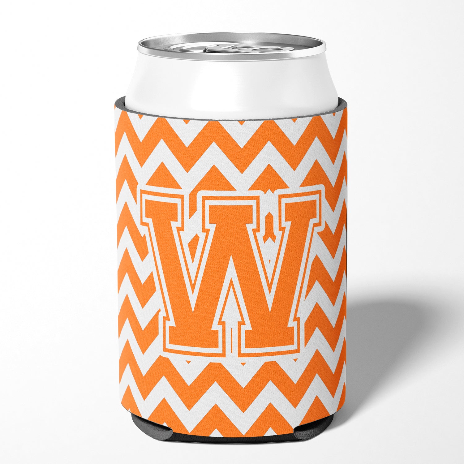 Letter W Chevron Orange and White Can or Bottle Hugger CJ1046-WCC.