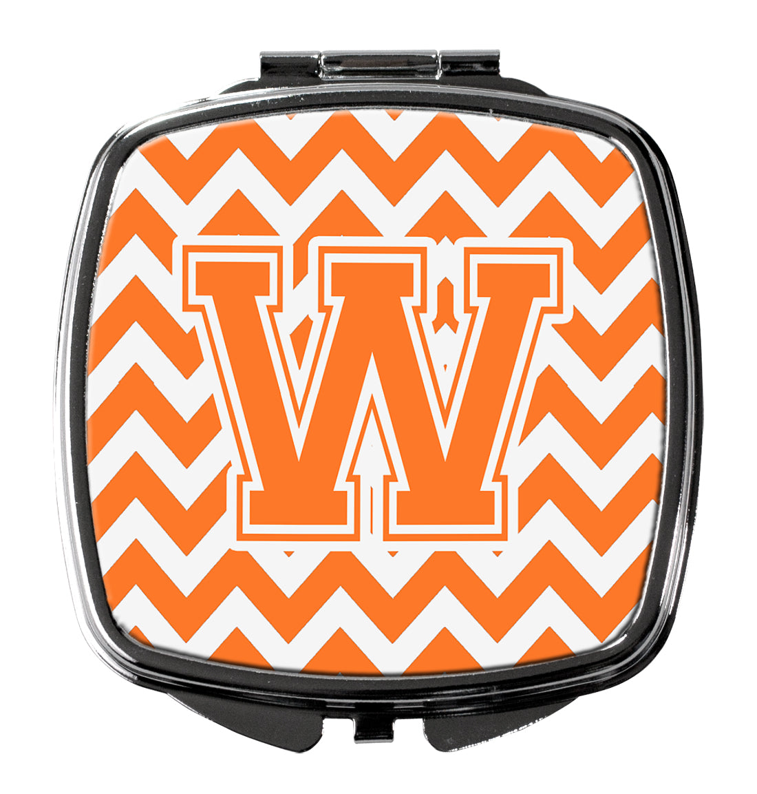 Letter W Chevron Orange and White Compact Mirror CJ1046-WSCM  the-store.com.