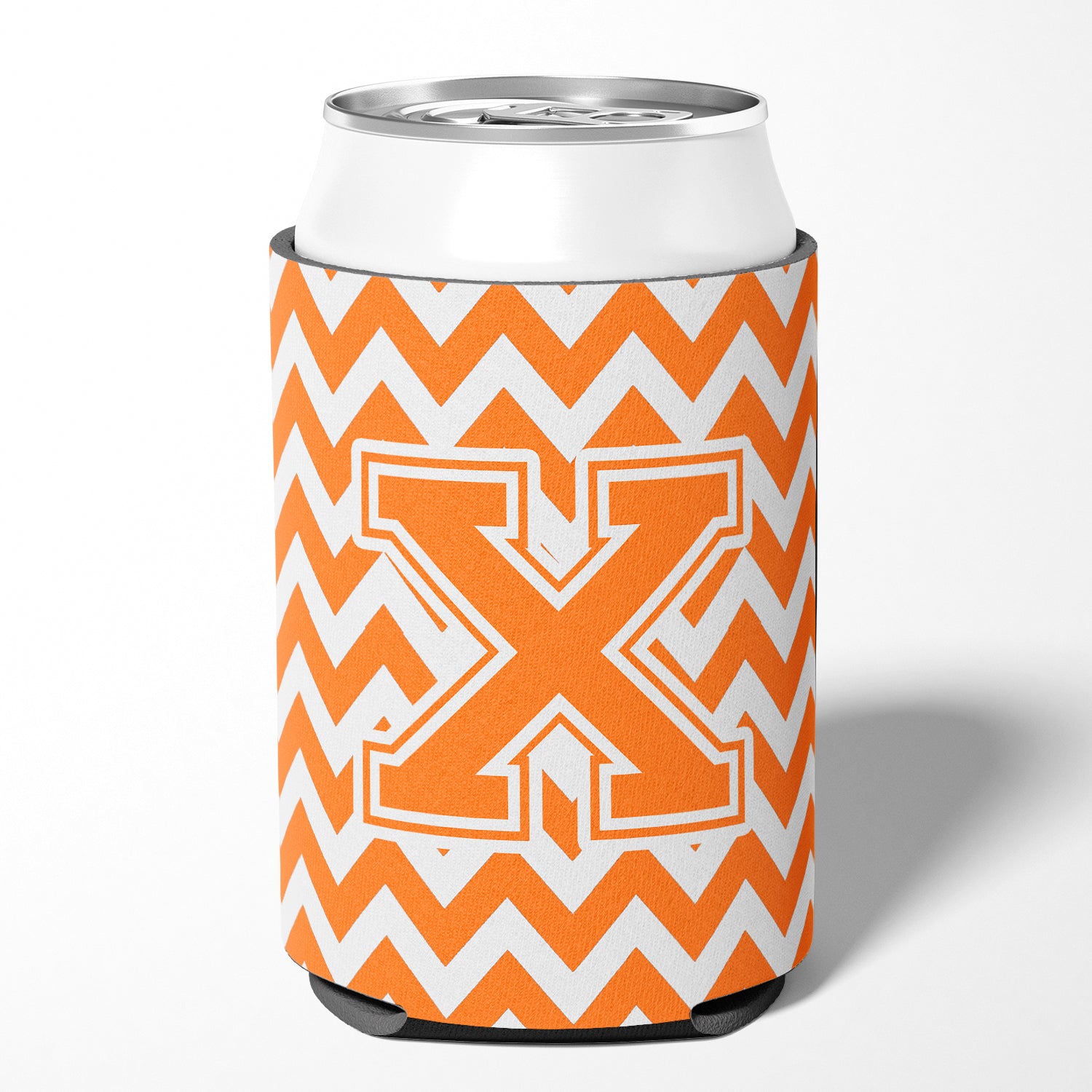 Letter X Chevron Orange and White Can or Bottle Hugger CJ1046-XCC.