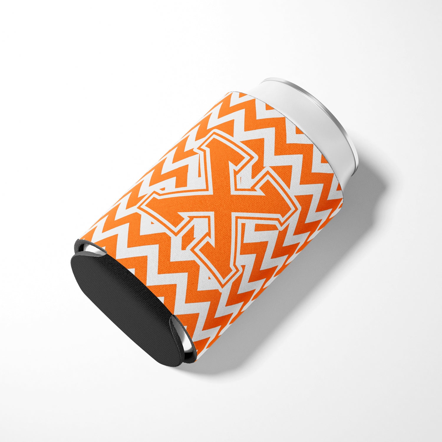 Letter X Chevron Orange and White Can or Bottle Hugger CJ1046-XCC.