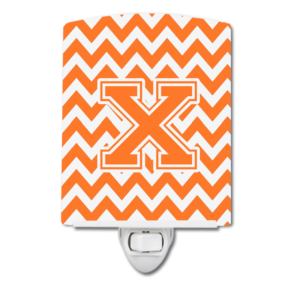 Letter X Chevron Orange and White Ceramic Night Light CJ1046-XCNL - the-store.com