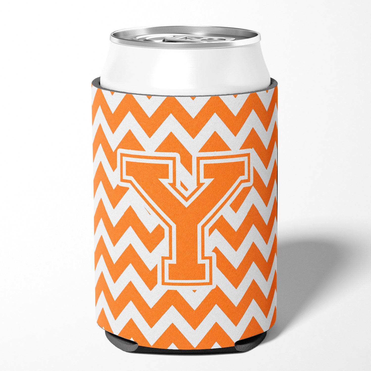 Letter Y Chevron Orange and White Can or Bottle Hugger CJ1046-YCC.