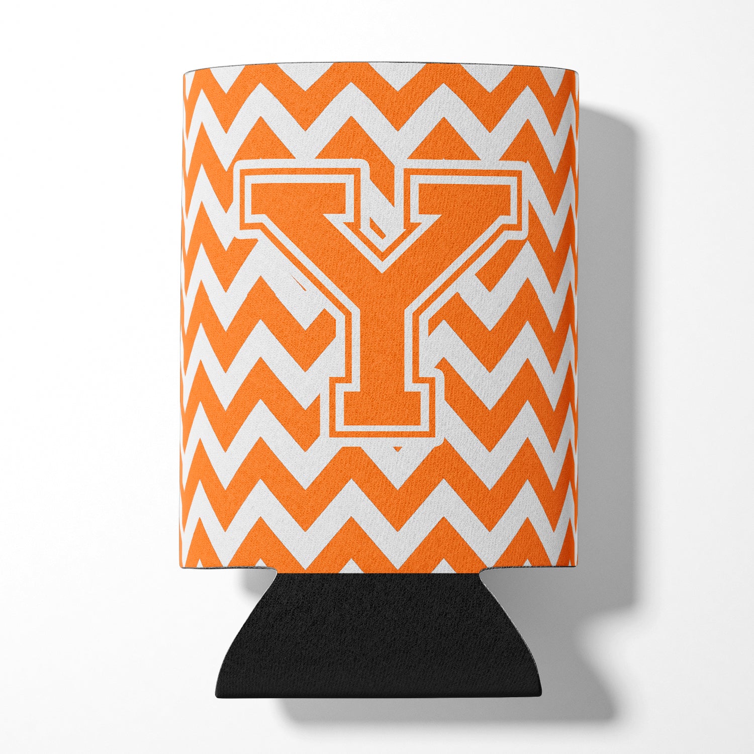 Letter Y Chevron Orange and White Can or Bottle Hugger CJ1046-YCC.