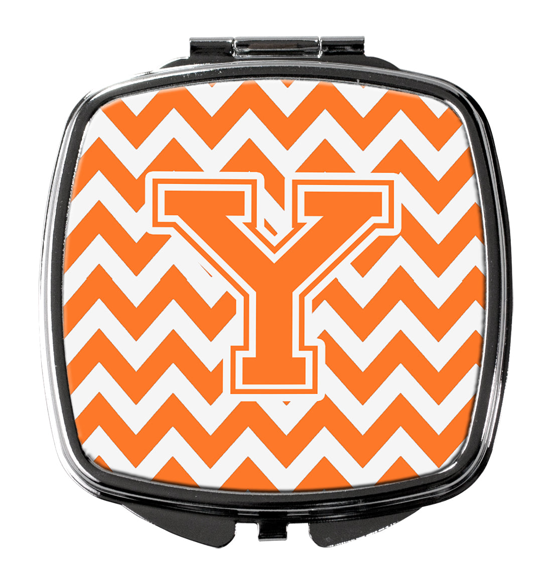 Letter Y Chevron Orange and White Compact Mirror CJ1046-YSCM  the-store.com.