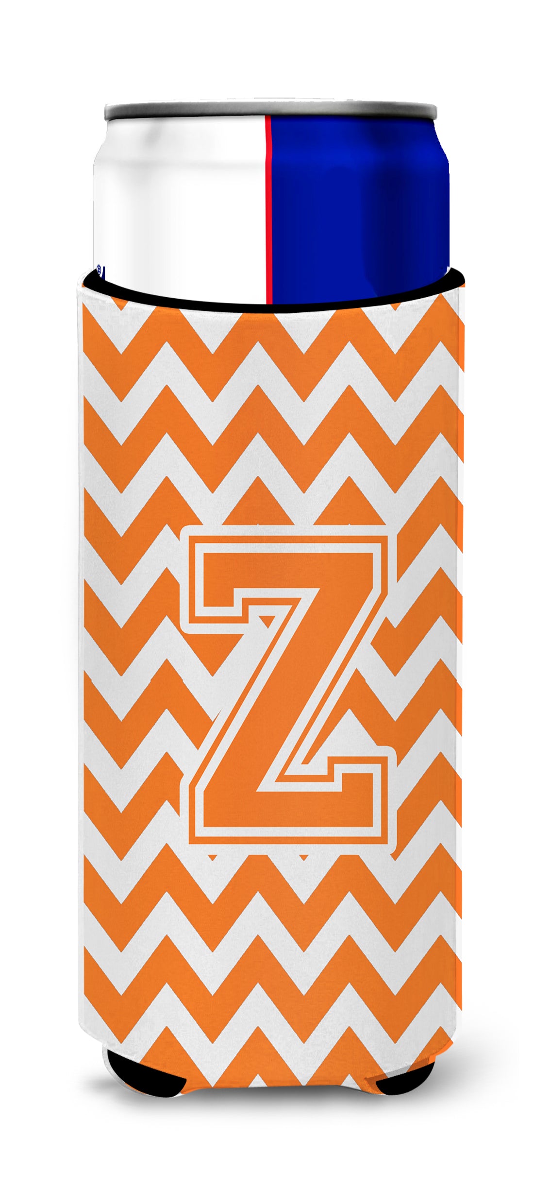 Letter Z Chevron Orange and White Ultra Beverage Insulators for slim cans CJ1046-ZMUK.