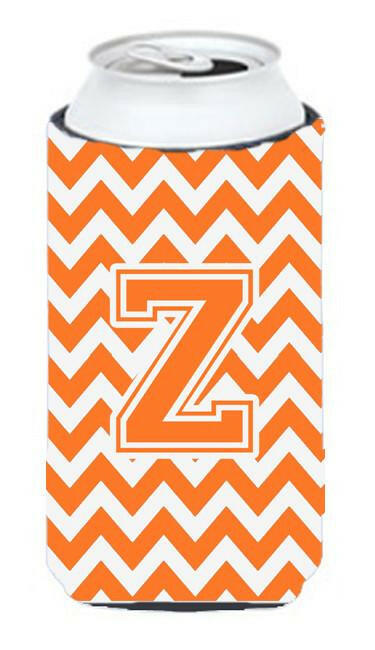 Letter Z Chevron Orange and White Tall Boy Beverage Insulator Hugger CJ1046-ZTBC by Caroline's Treasures