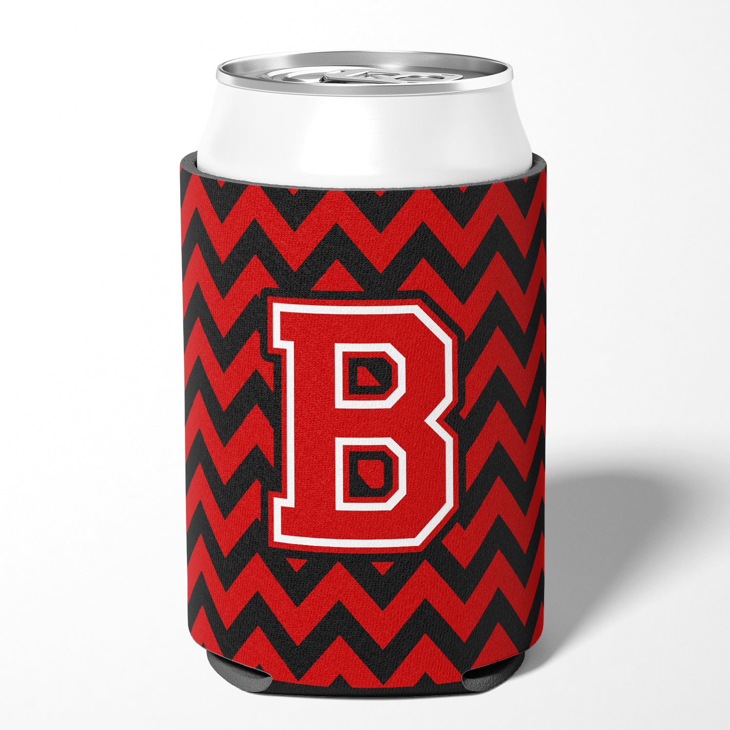 Letter B Chevron Black and Red   Can or Bottle Hugger CJ1047-BCC.