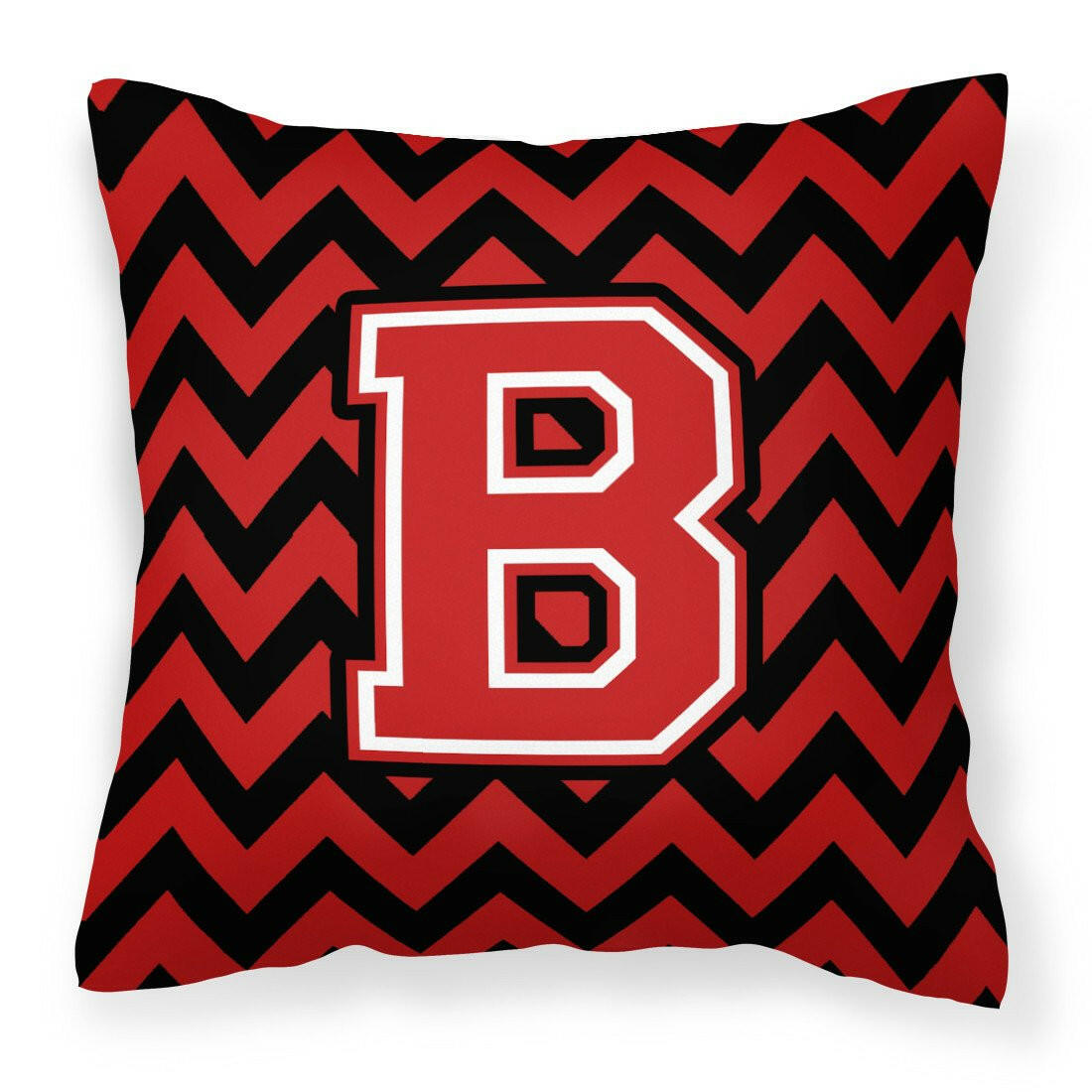 Letter B Chevron Black and Red   Fabric Decorative Pillow CJ1047-BPW1414 by Caroline's Treasures