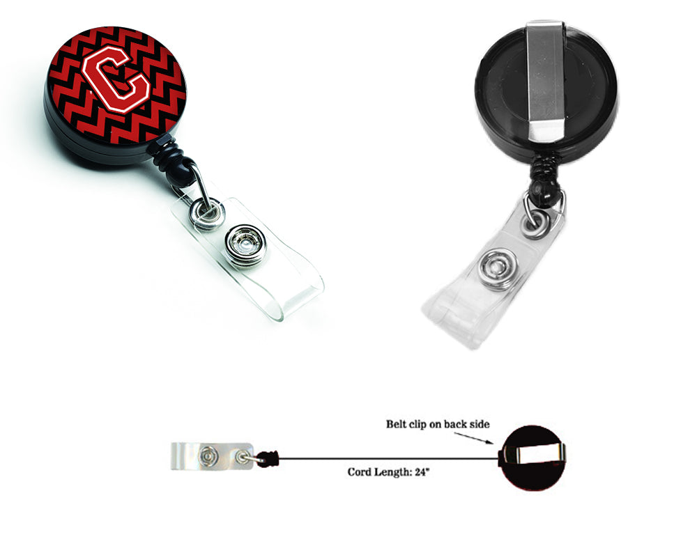 Letter C Chevron Black and Red   Retractable Badge Reel CJ1047-CBR.