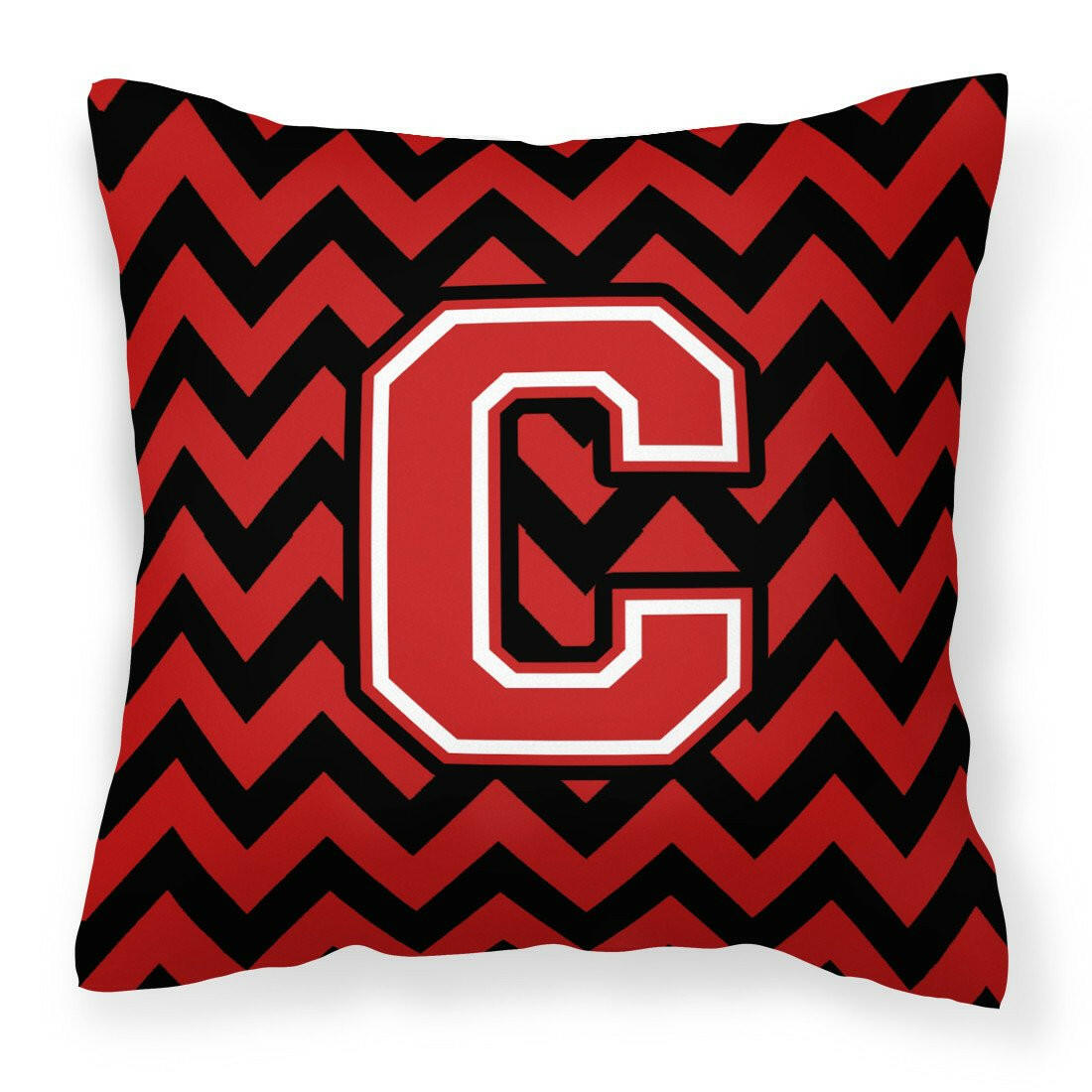 Letter C Chevron Black and Red   Fabric Decorative Pillow CJ1047-CPW1414 by Caroline's Treasures