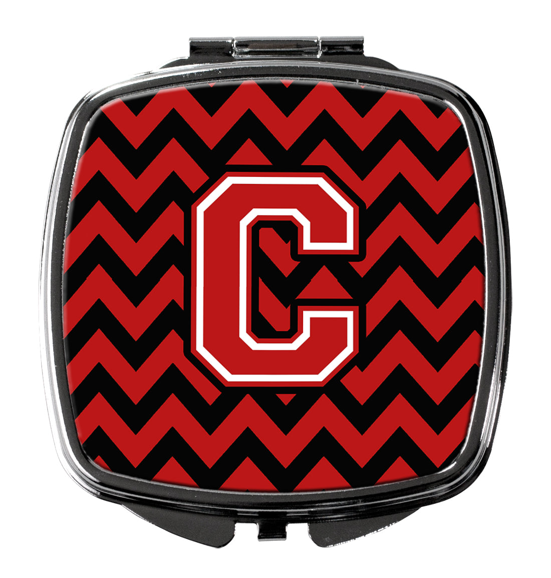 Letter C Chevron Black and Red   Compact Mirror CJ1047-CSCM  the-store.com.