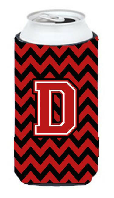 Letter D Chevron Black and Red   Tall Boy Beverage Insulator Hugger CJ1047-DTBC by Caroline's Treasures