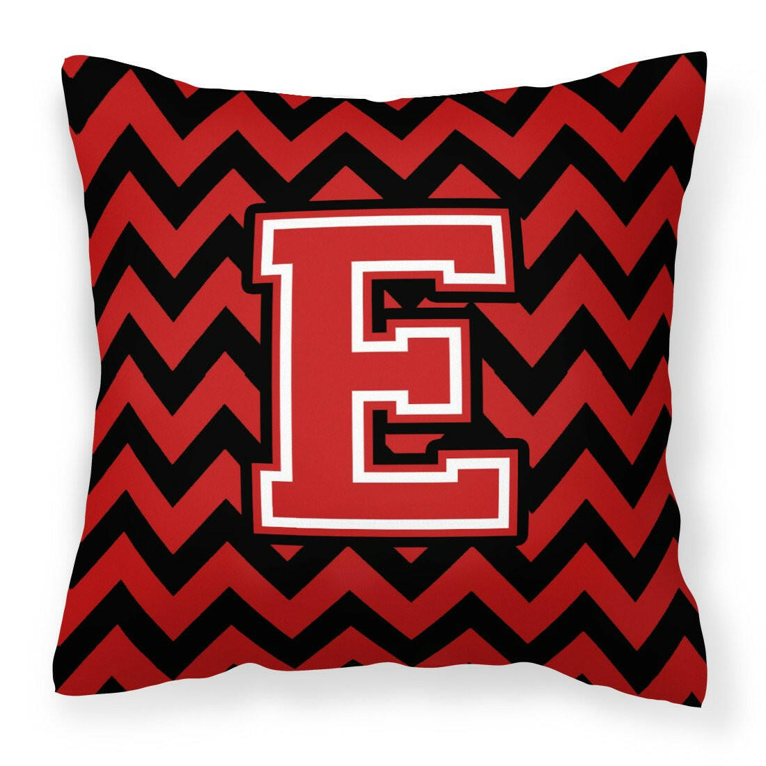 Letter E Chevron Black and Red   Fabric Decorative Pillow CJ1047-EPW1414 by Caroline&#39;s Treasures