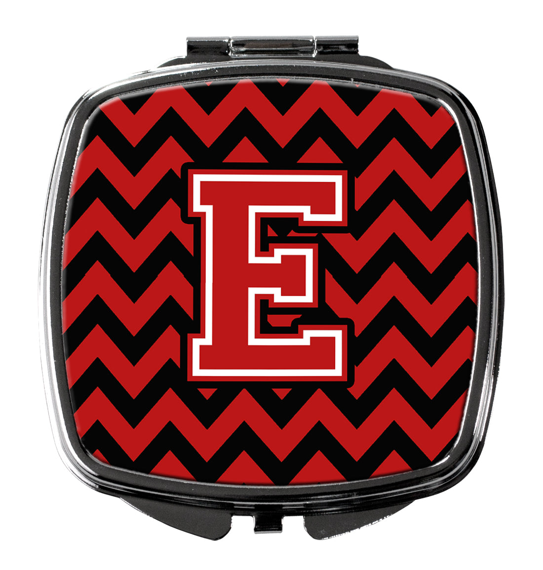 Letter E Chevron Black and Red   Compact Mirror CJ1047-ESCM  the-store.com.