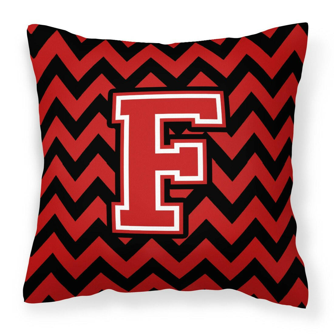 Letter F Chevron Black and Red   Fabric Decorative Pillow CJ1047-FPW1414 by Caroline's Treasures