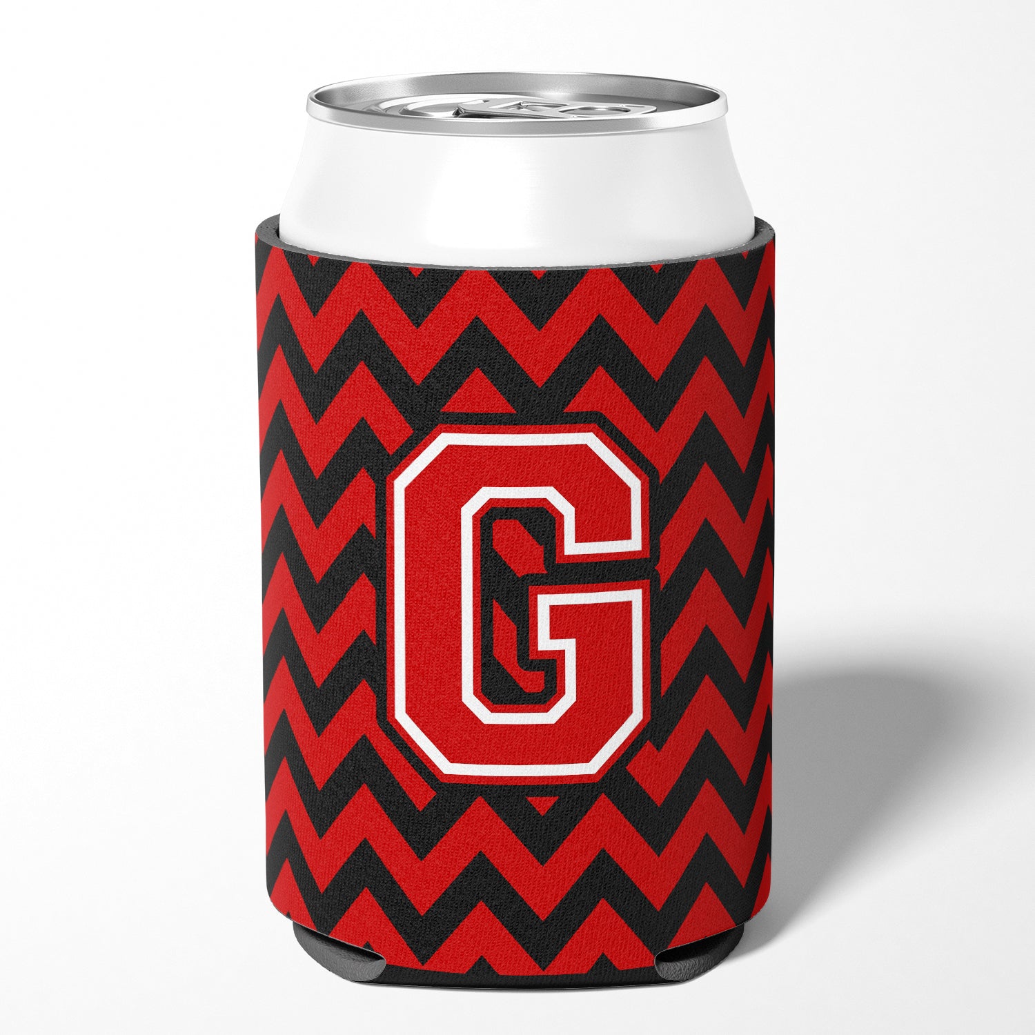 Letter G Chevron Black and Red   Can or Bottle Hugger CJ1047-GCC.