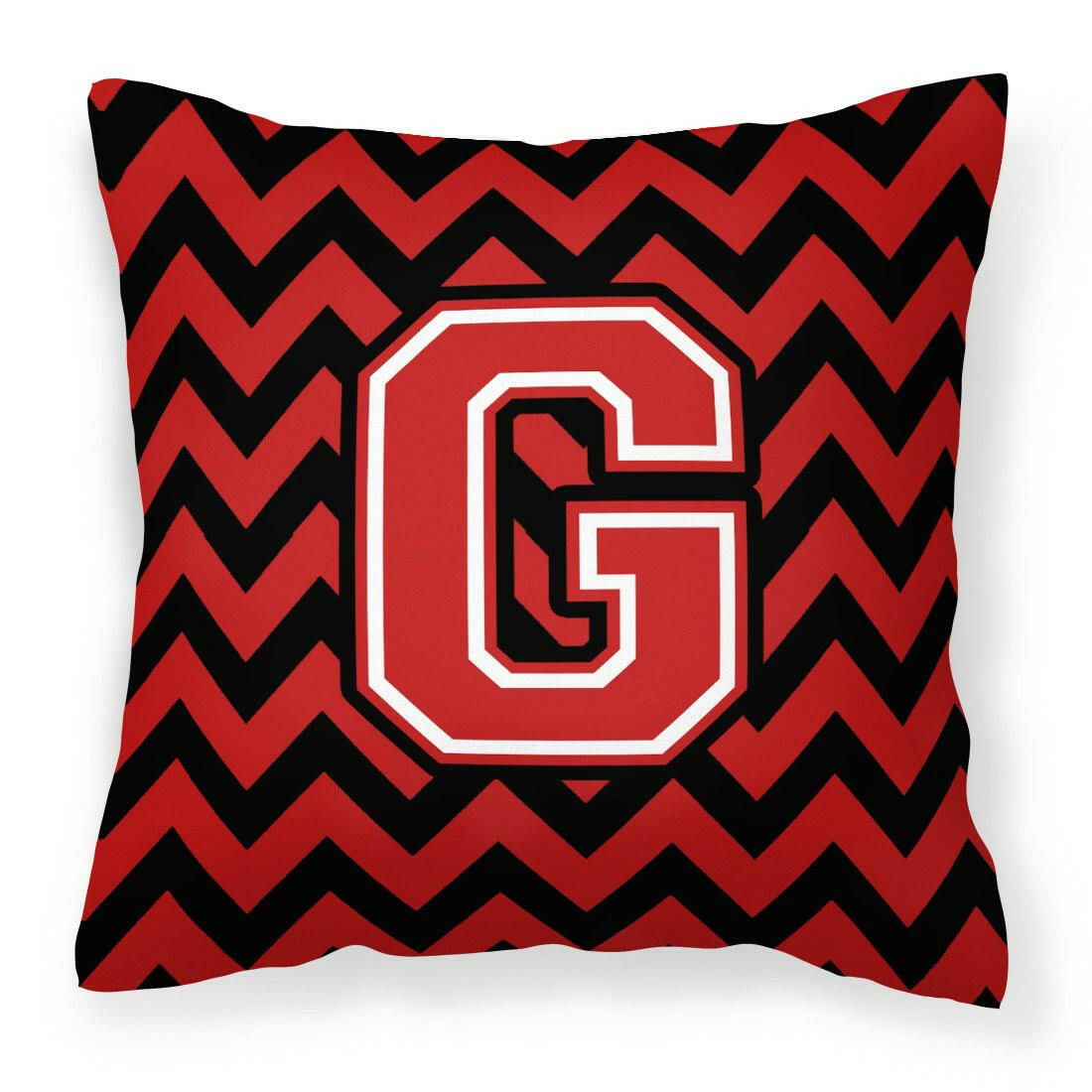 Letter G Chevron Black and Red   Fabric Decorative Pillow CJ1047-GPW1414 by Caroline's Treasures