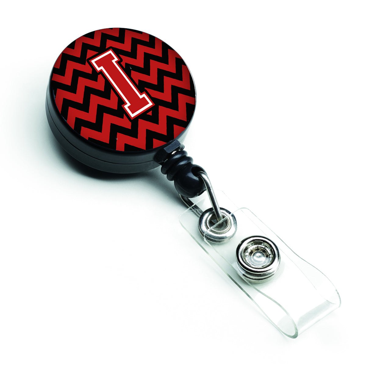 Letter I Chevron Black and Red   Retractable Badge Reel CJ1047-IBR.