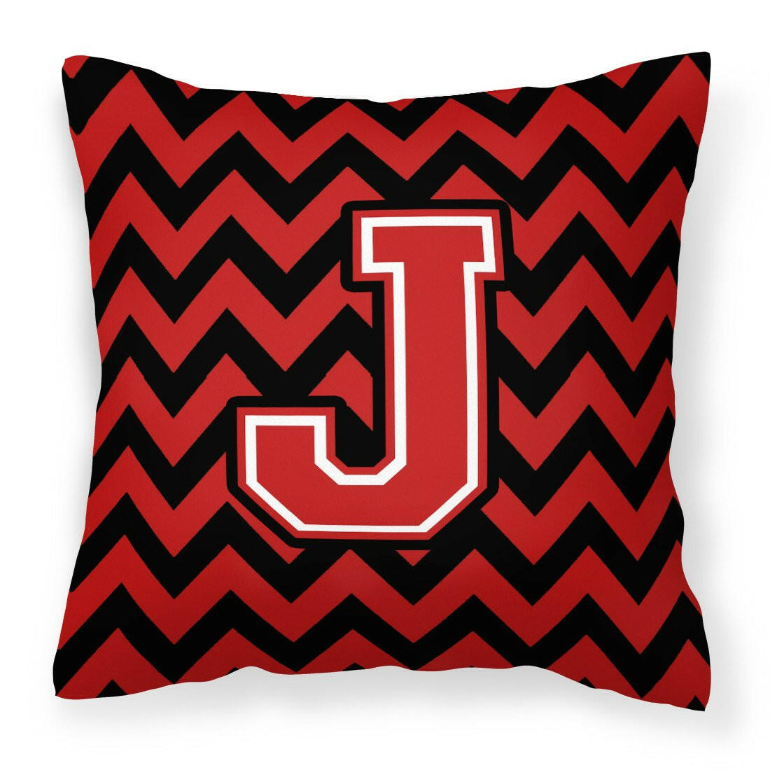 Letter J Chevron Black and Red   Fabric Decorative Pillow CJ1047-JPW1414 by Caroline's Treasures