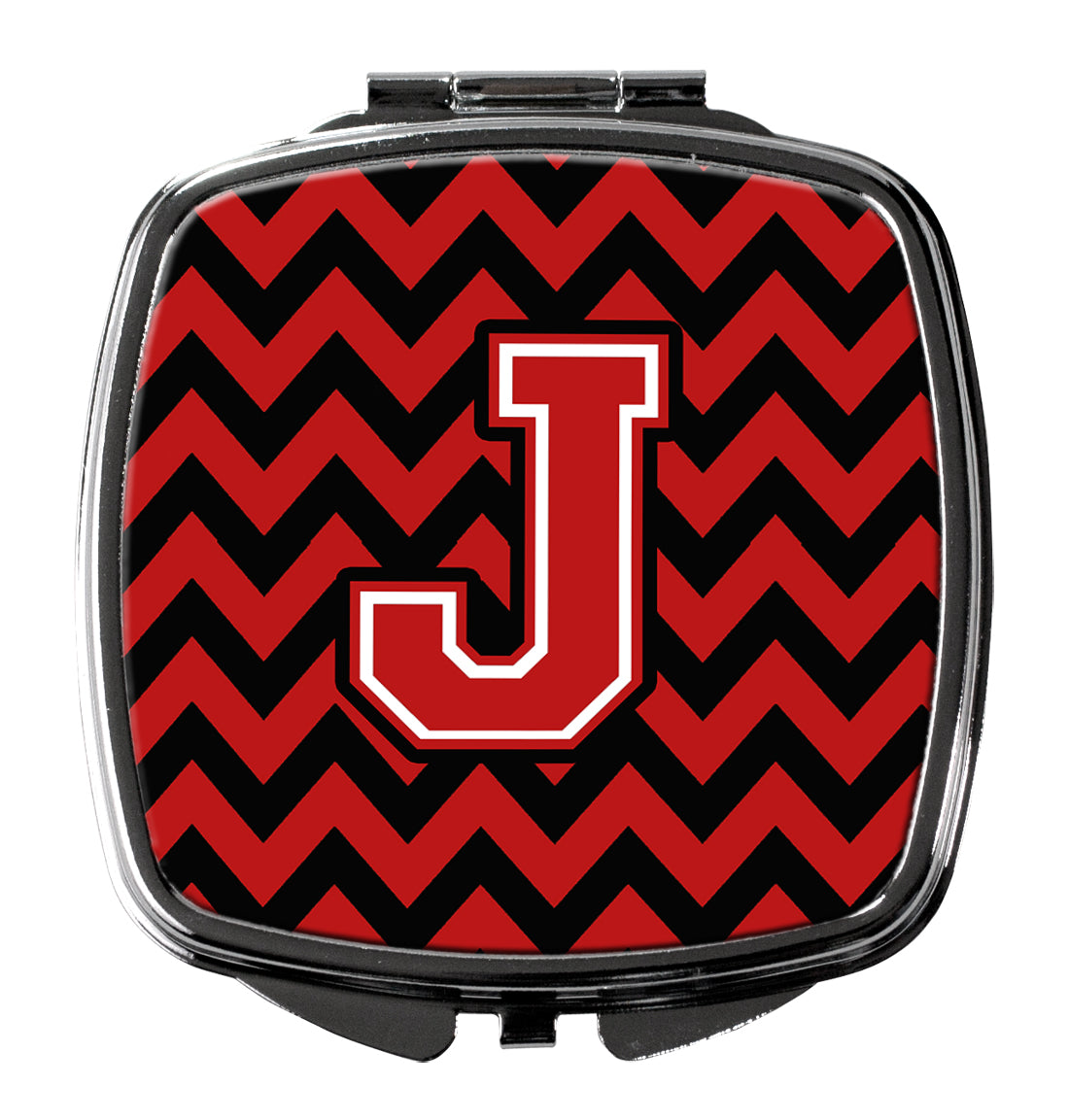 Letter J Chevron Black and Red   Compact Mirror CJ1047-JSCM  the-store.com.