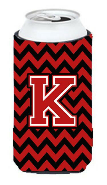 Letter K Chevron Black and Red   Tall Boy Beverage Insulator Hugger CJ1047-KTBC by Caroline's Treasures