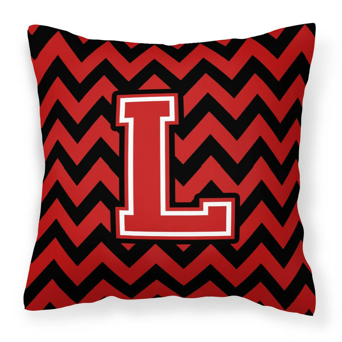 Letter L Chevron Black and Red   Fabric Decorative Pillow CJ1047-LPW1414 by Caroline's Treasures