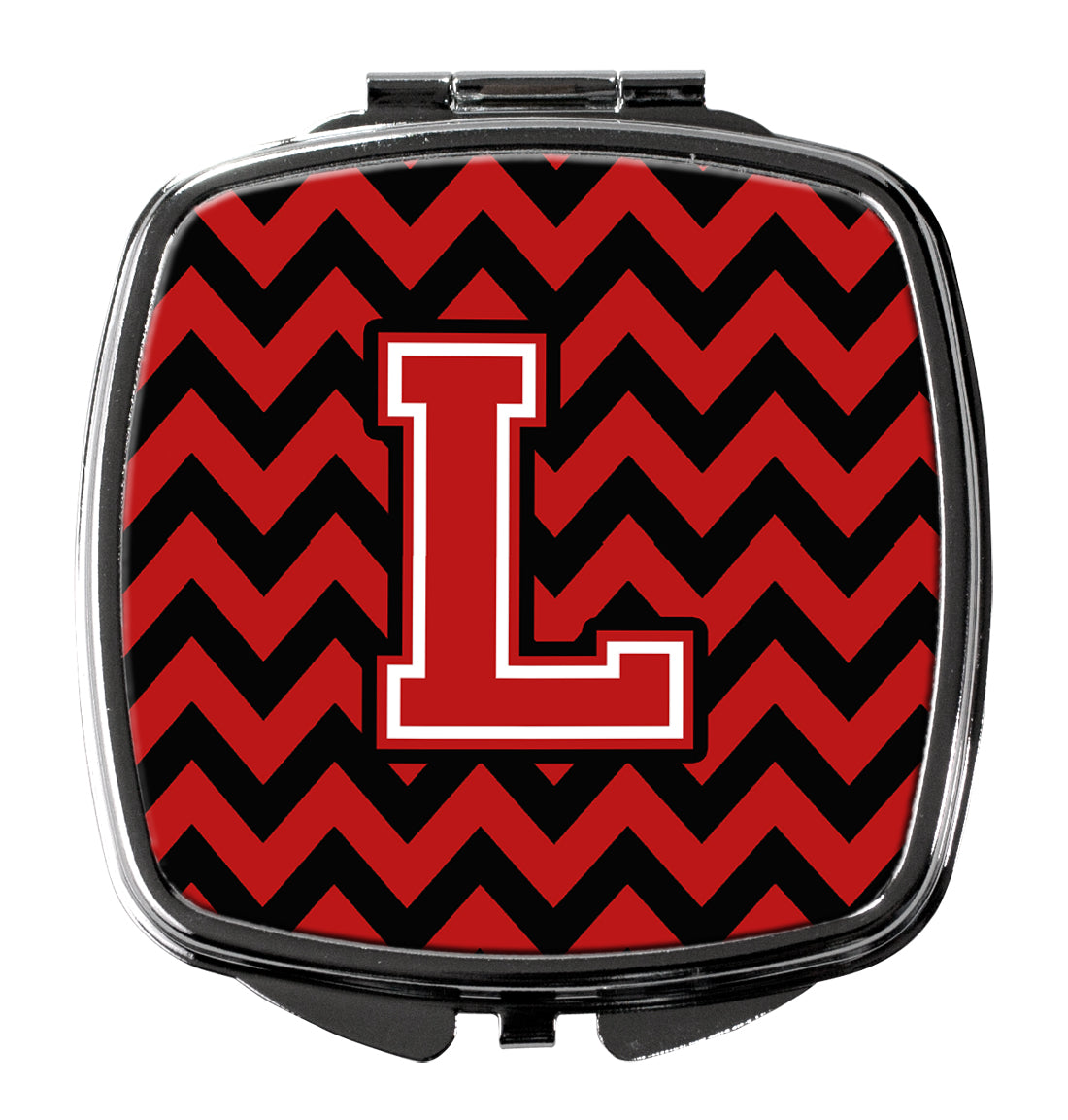 Letter L Chevron Black and Red   Compact Mirror CJ1047-LSCM  the-store.com.